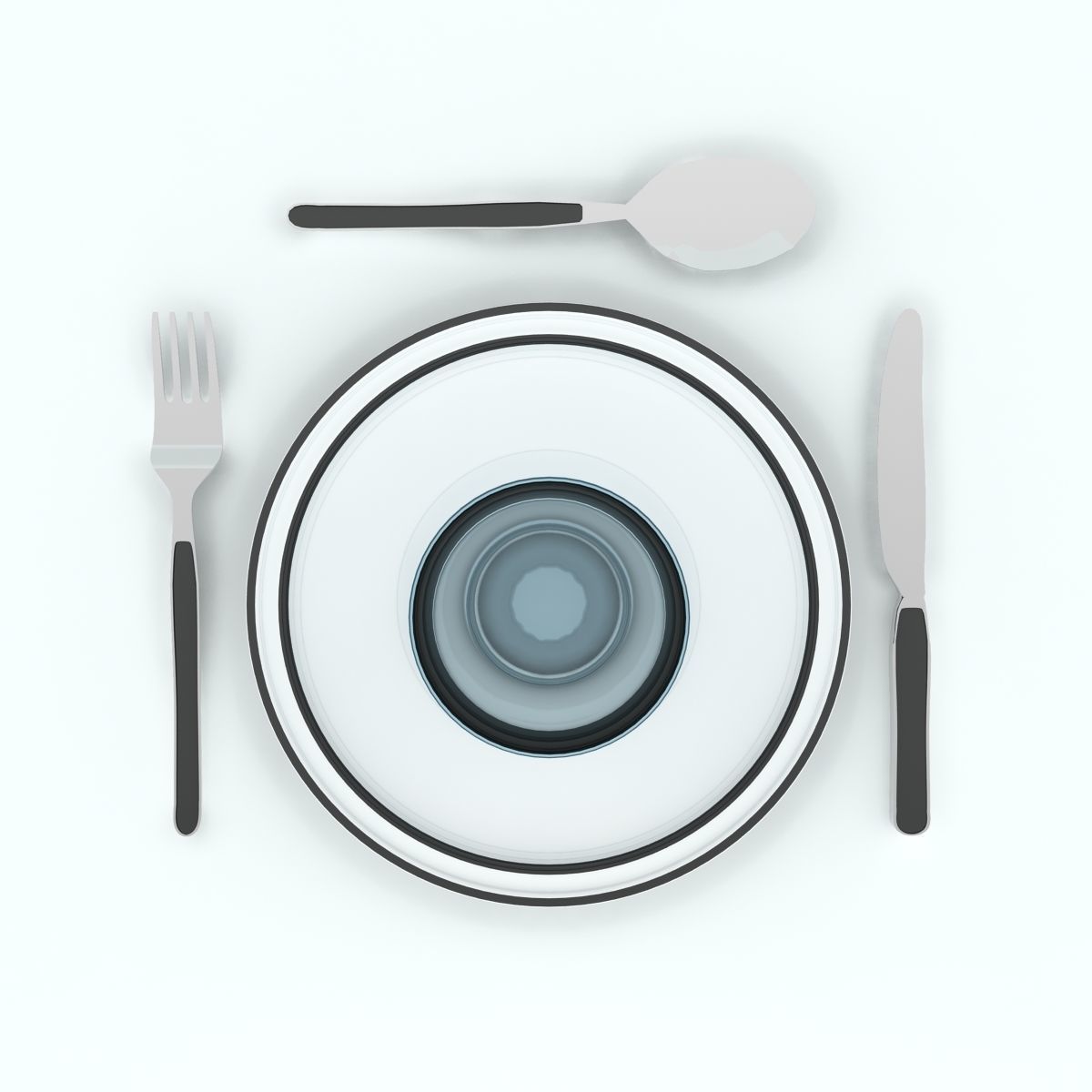 Plate Set with cup and fork Free 3D model_2