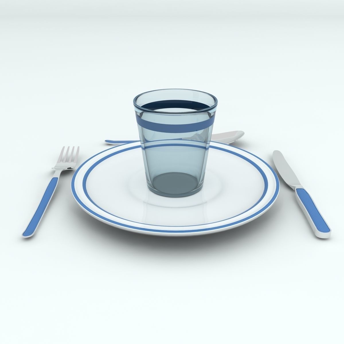 Plate Set with cup and fork Free 3D model_6