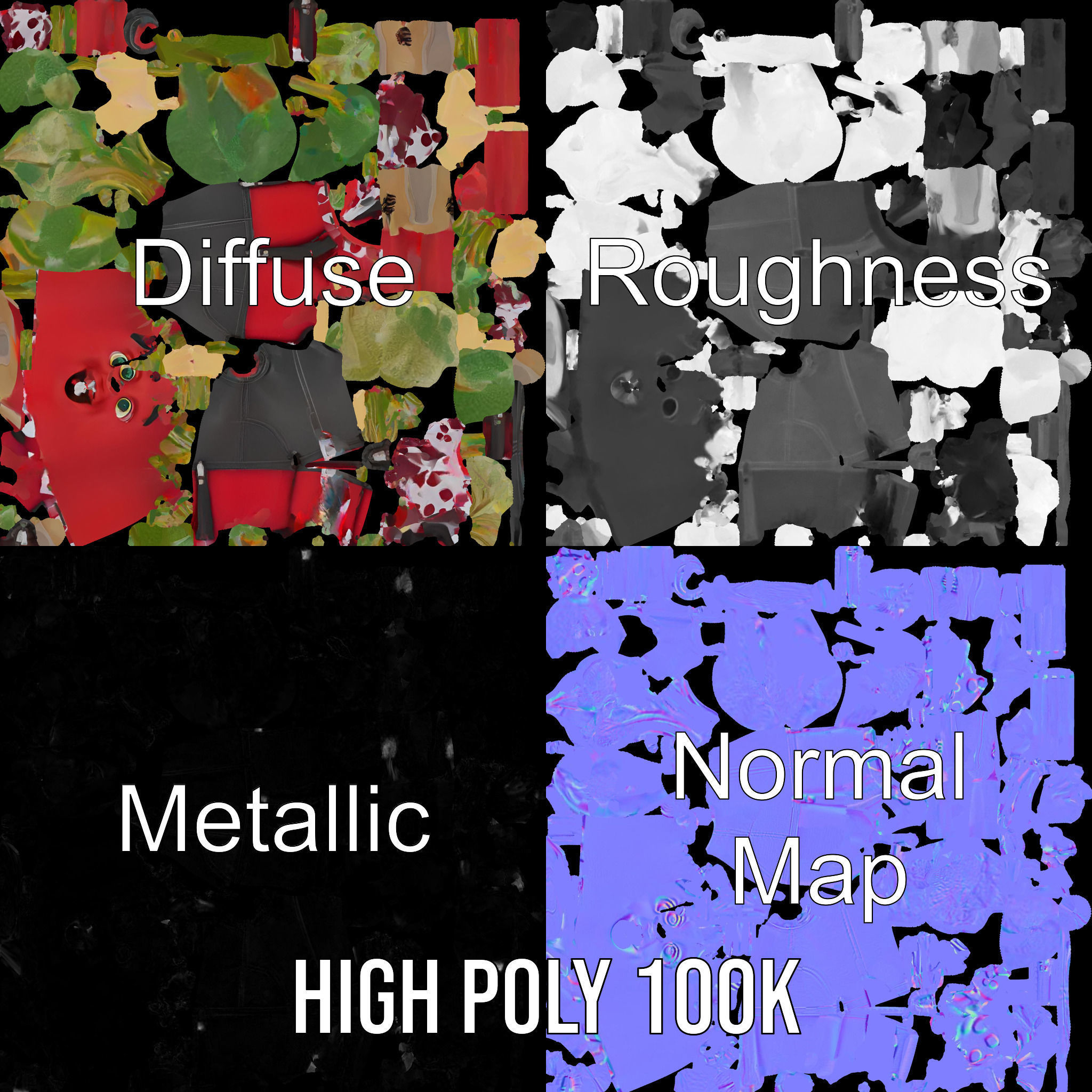 Radish Character with Polka Dot Scarf Rigged and Animated Low-poly 3D model_3