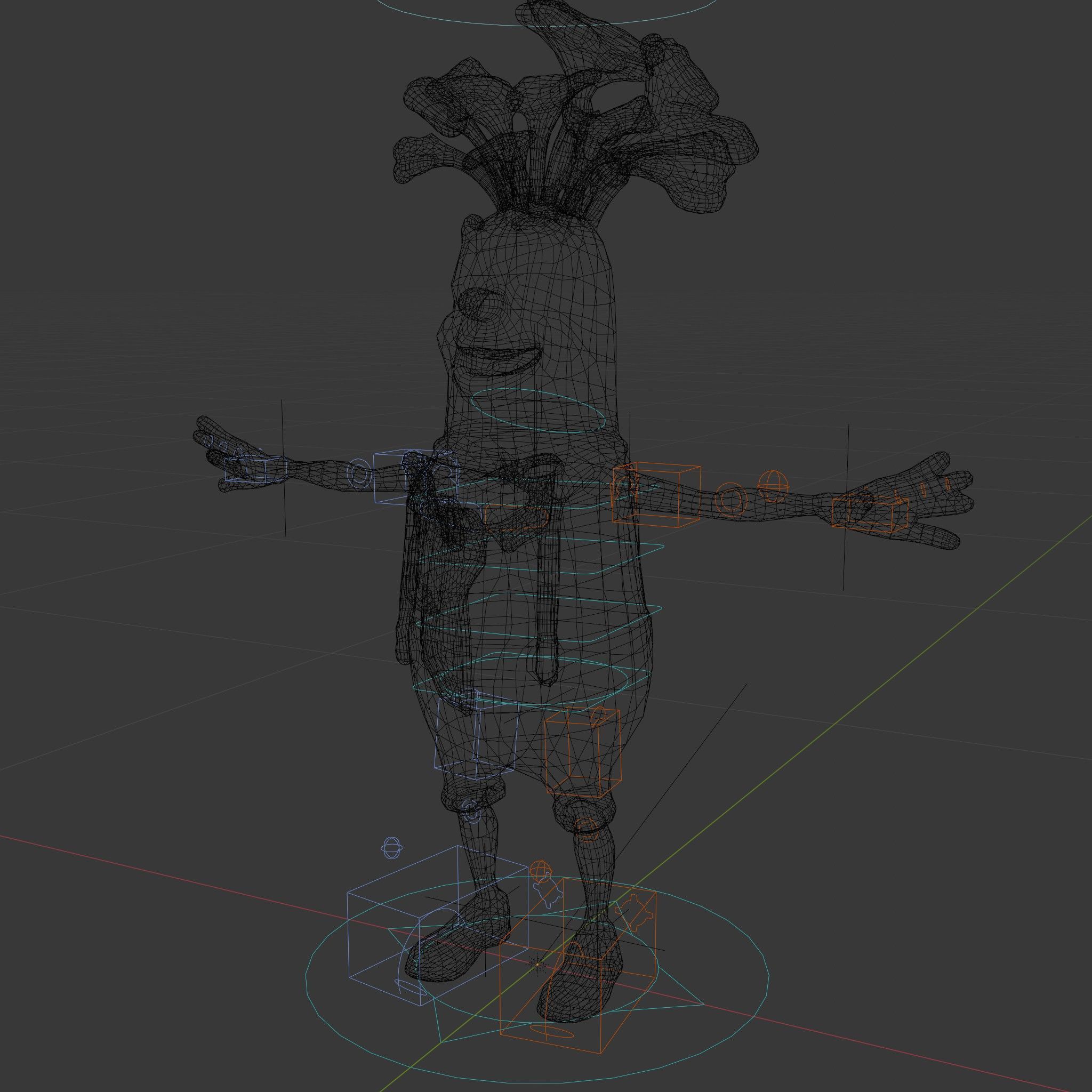 Radish Character with Polka Dot Scarf Rigged and Animated Low-poly 3D model_5