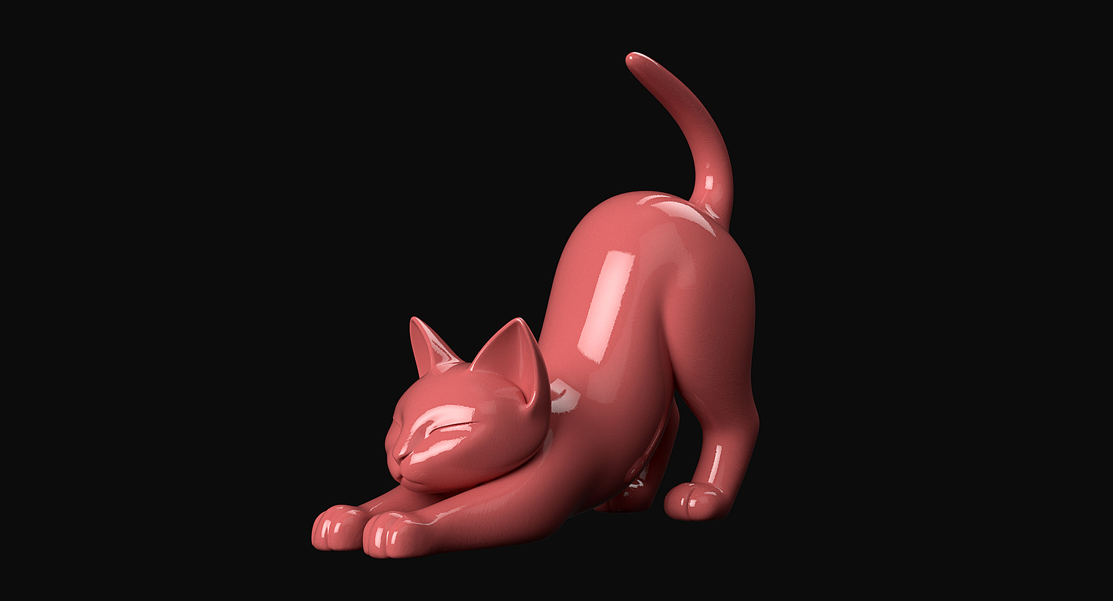Stretching Cat 3D print model_8