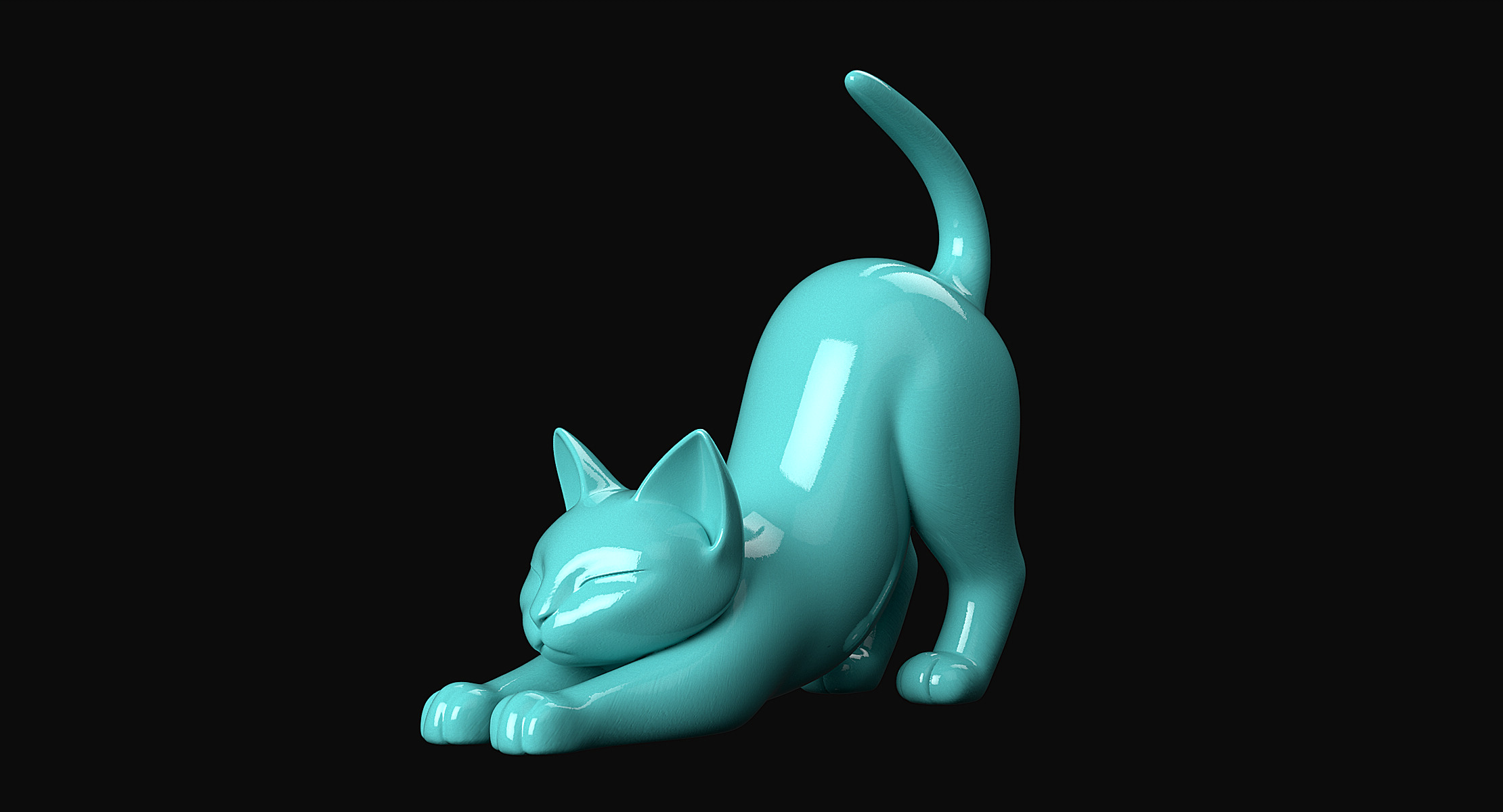 Stretching Cat 3D print model_9