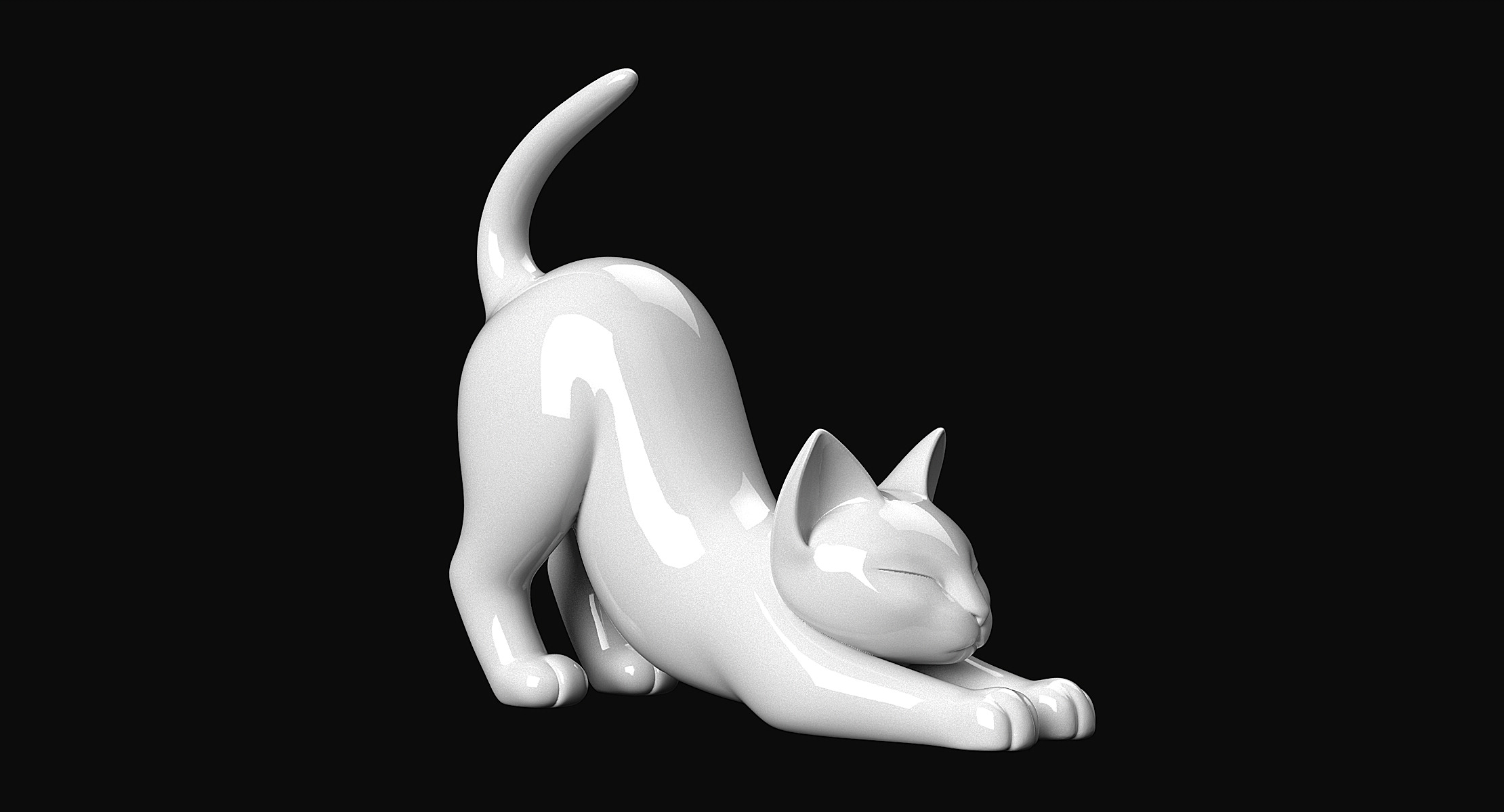 Stretching Cat 3D print model_3