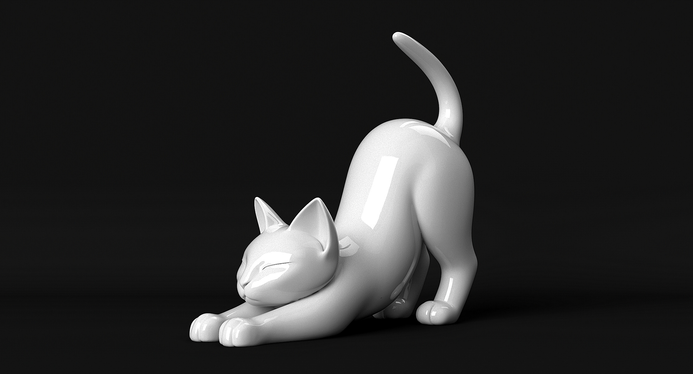 Stretching Cat 3D print model_1