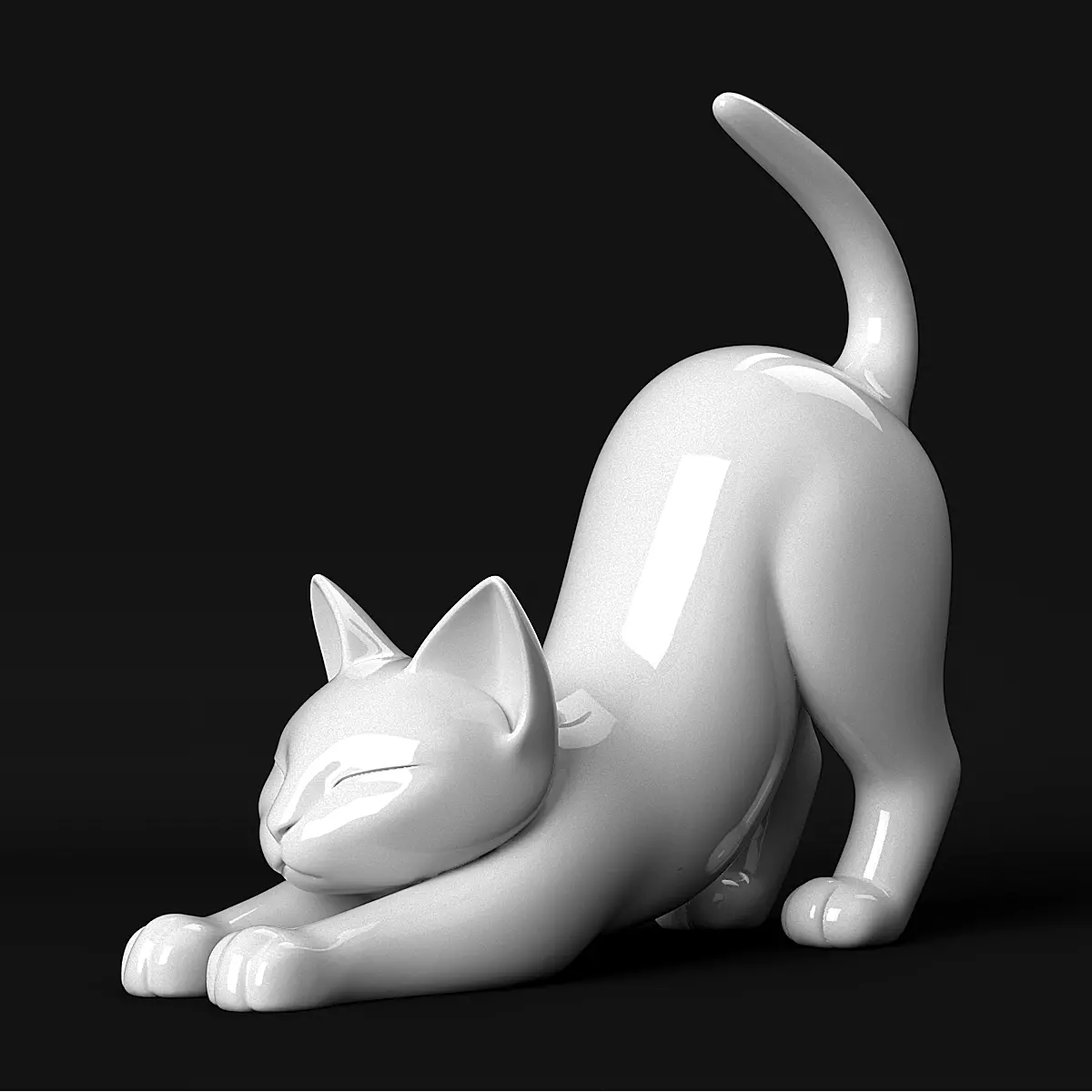 Stretching Cat 3D print model_0