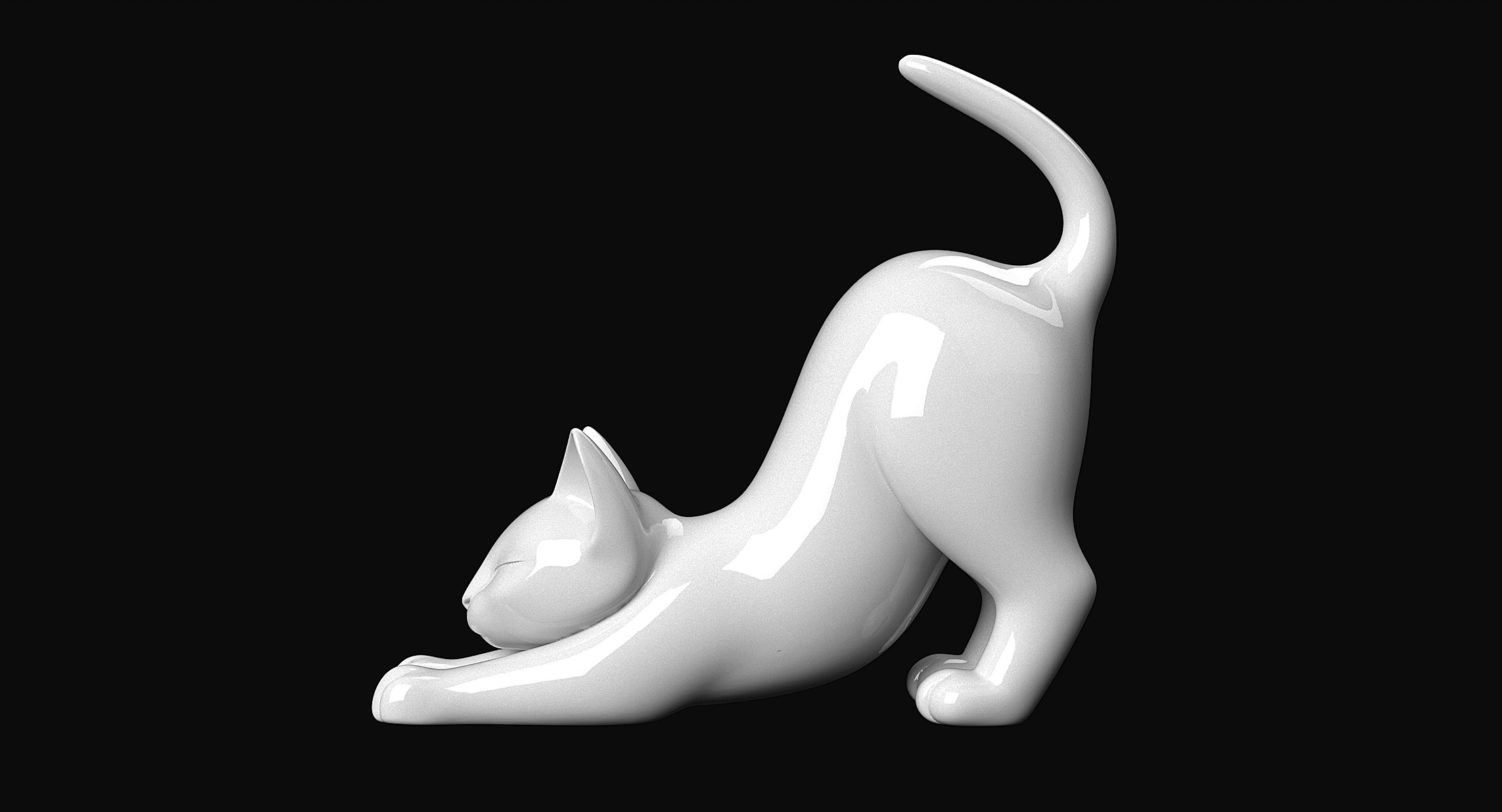 Stretching Cat 3D print model_2