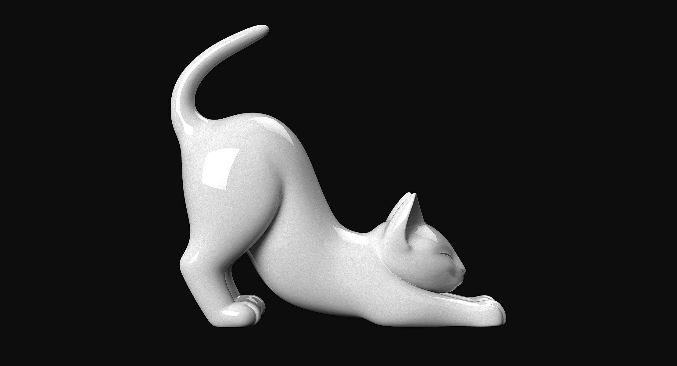 Stretching Cat 3D print model_4