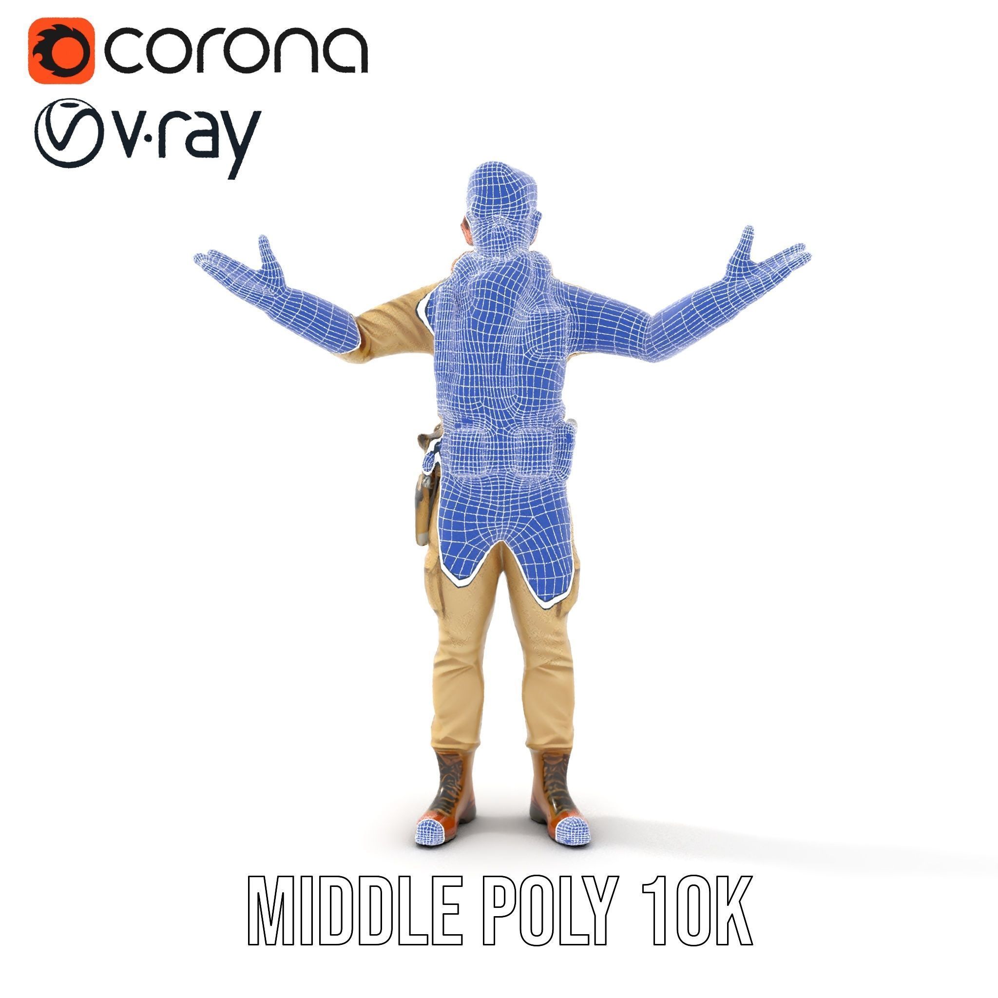 Desert Explorer Rigged and Animated Character Model Low-poly 3D model_32