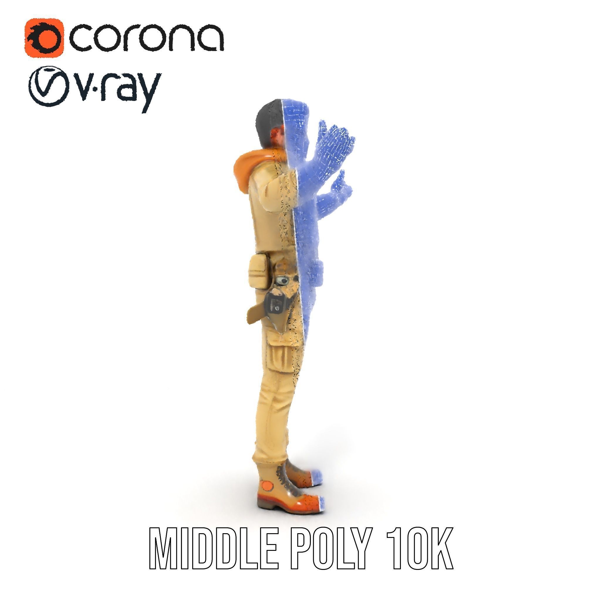 Desert Explorer Rigged and Animated Character Model Low-poly 3D model_34