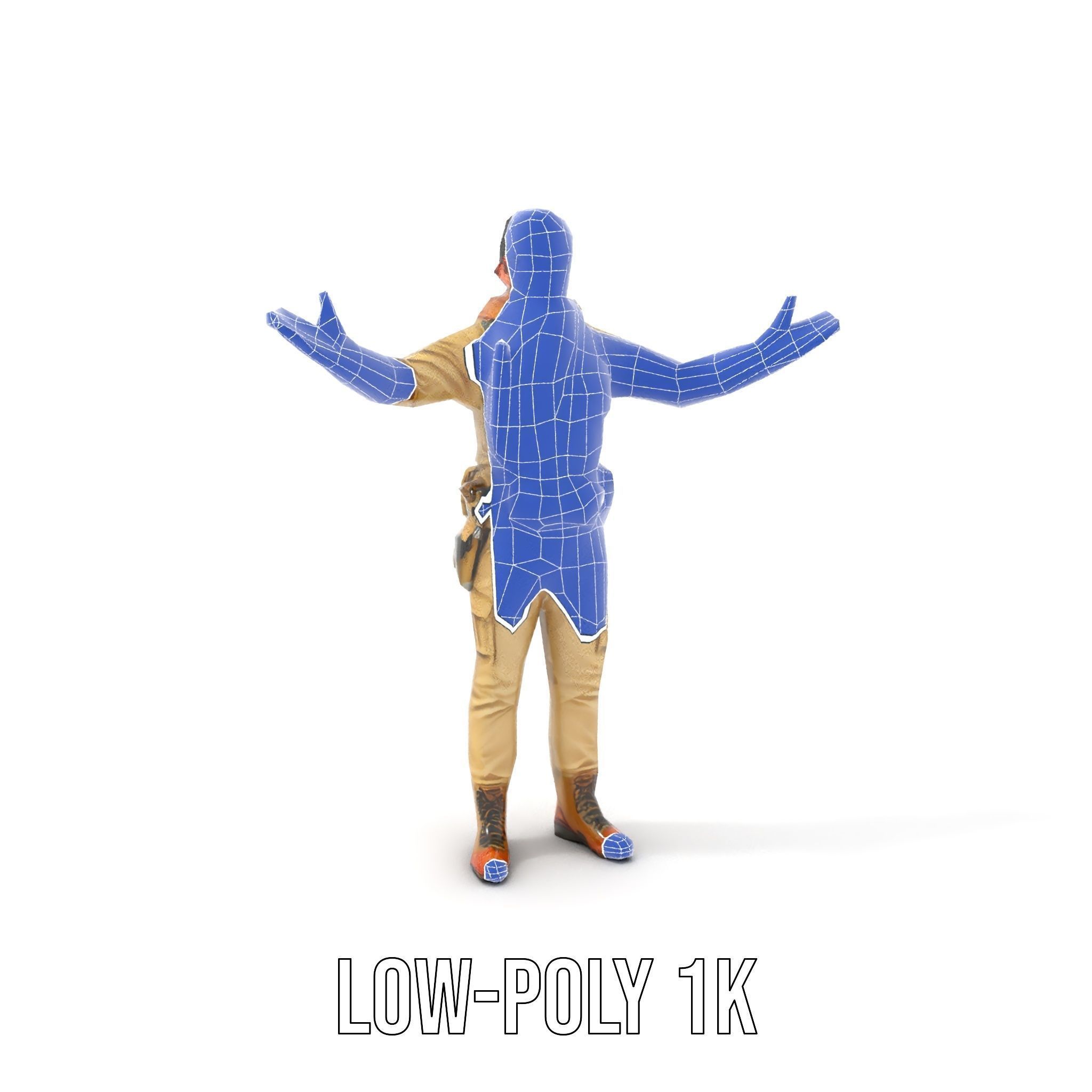 Desert Explorer Rigged and Animated Character Model Low-poly 3D model_19