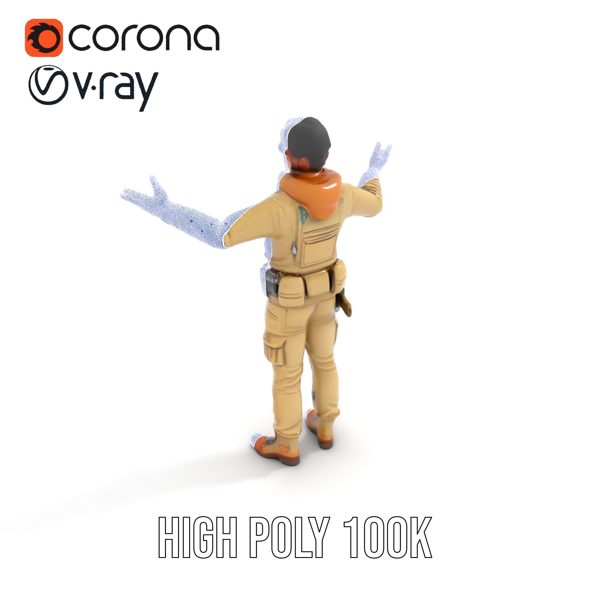 Desert Explorer Rigged and Animated Character Model Low-poly 3D model_29