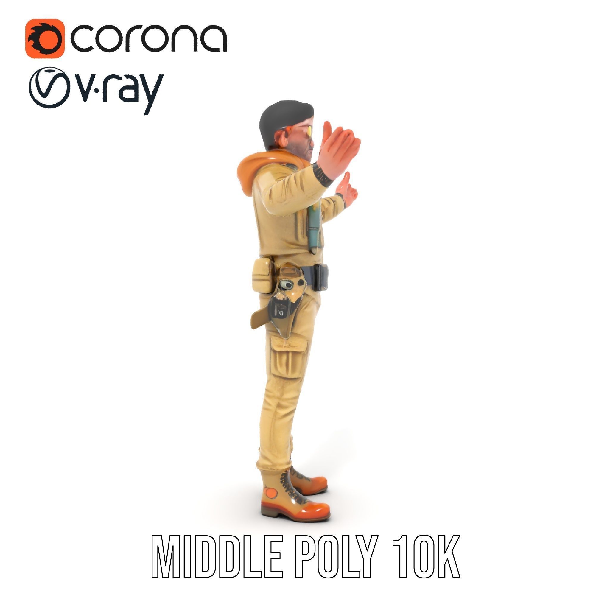 Desert Explorer Rigged and Animated Character Model Low-poly 3D model_21