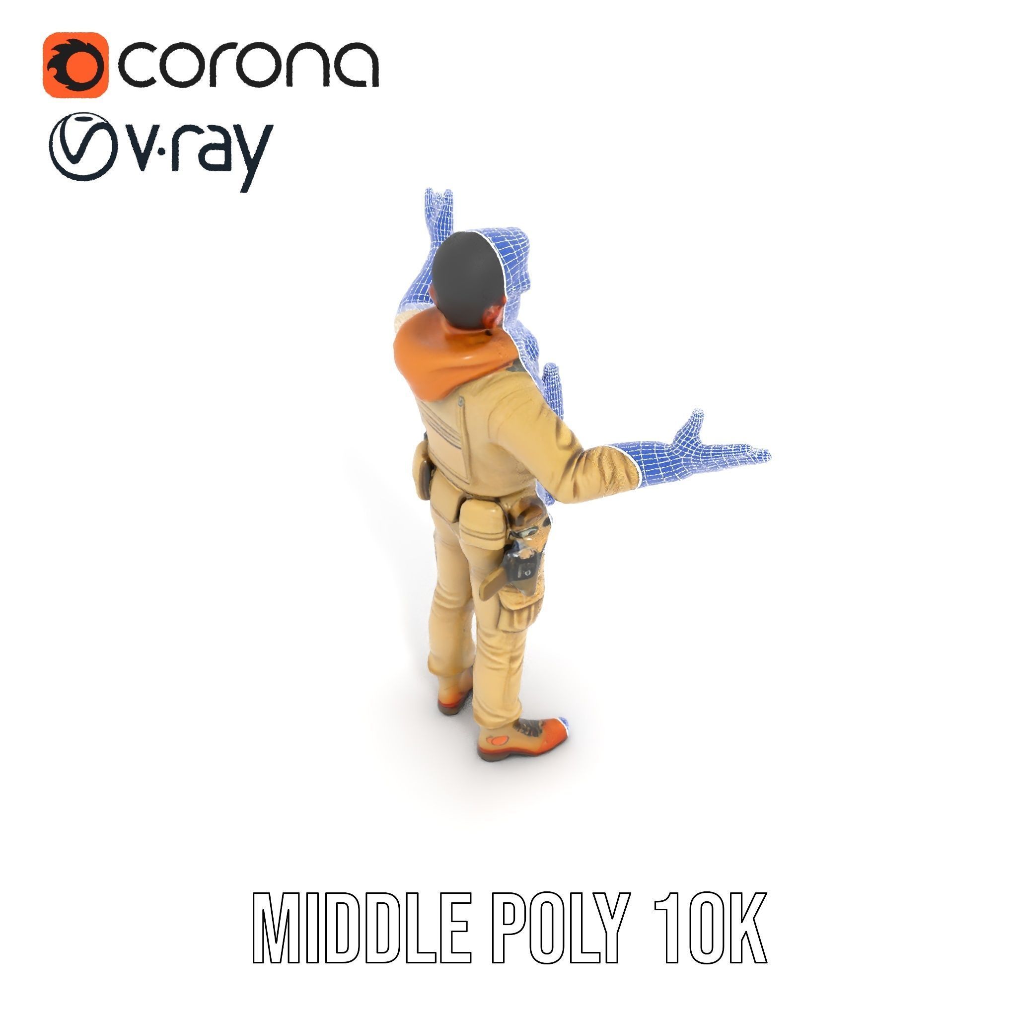 Desert Explorer Rigged and Animated Character Model Low-poly 3D model_30