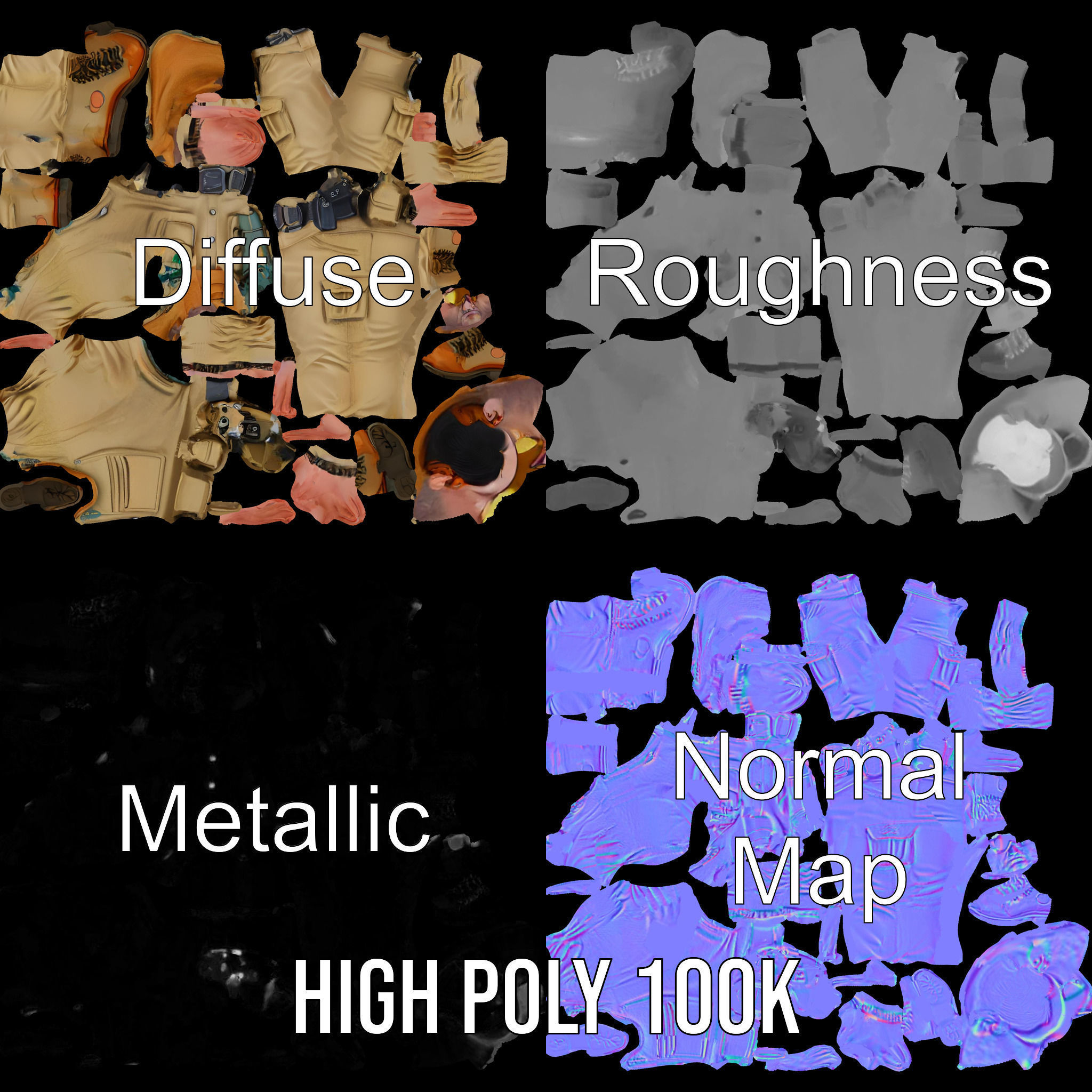 Desert Explorer Rigged and Animated Character Model Low-poly 3D model_3