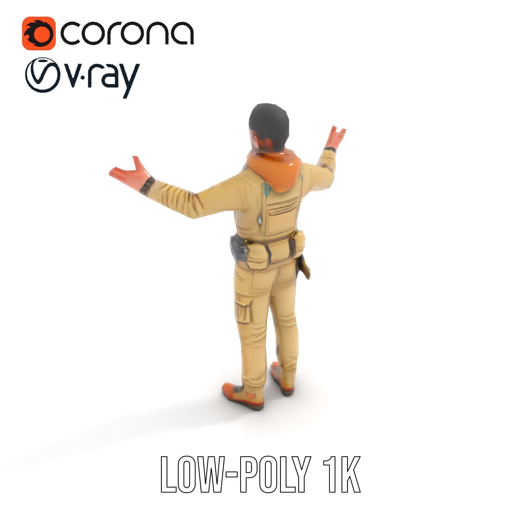 Desert Explorer Rigged and Animated Character Model Low-poly 3D model_9