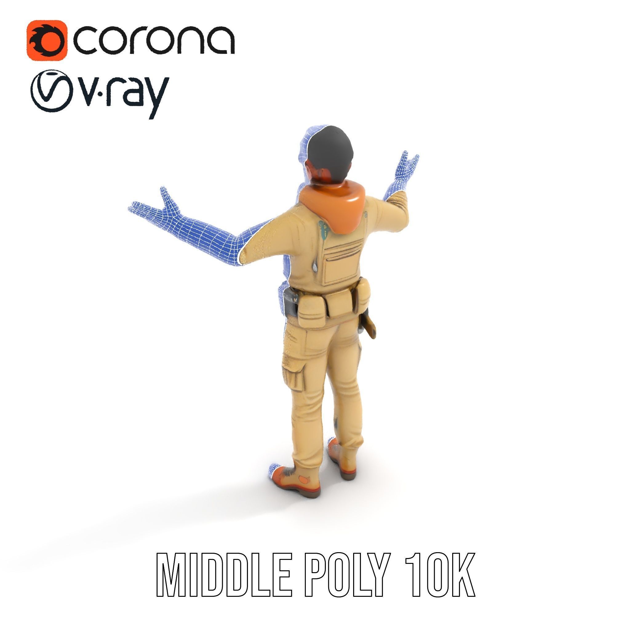 Desert Explorer Rigged and Animated Character Model Low-poly 3D model_27