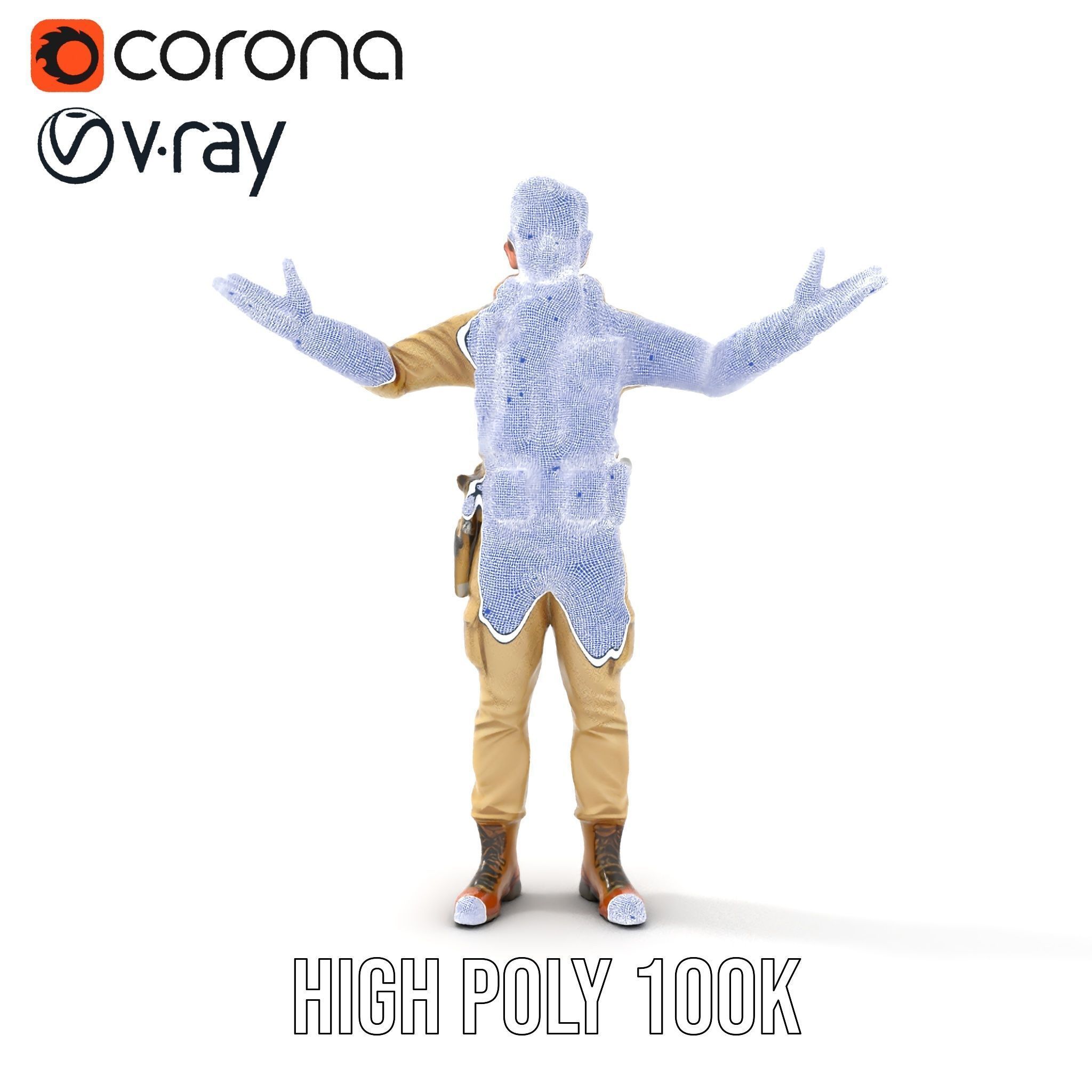 Desert Explorer Rigged and Animated Character Model Low-poly 3D model_36