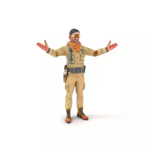 Desert Explorer Rigged and Animated Character Model Low-poly 3D model