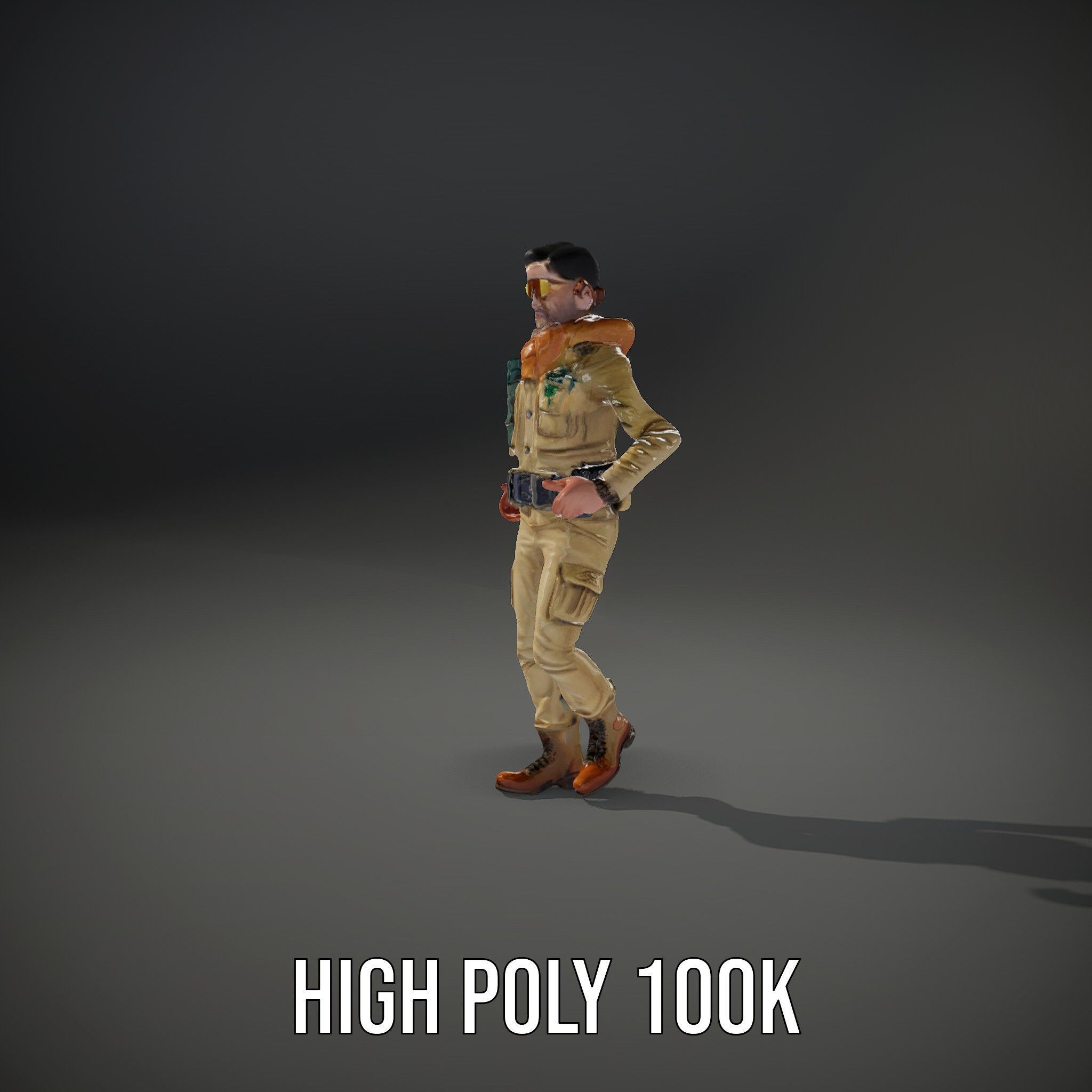 Desert Explorer Rigged and Animated Character Model Low-poly 3D model_10