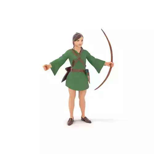 Forest Archer Female D Character Model Rigged and Animated