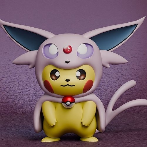 Pokemon - Pikachu Espeon Cosplay New Version 3D print model