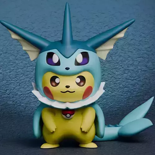 Pokemon - Pikachu Vaporeon Cosplay New Version  3D print model