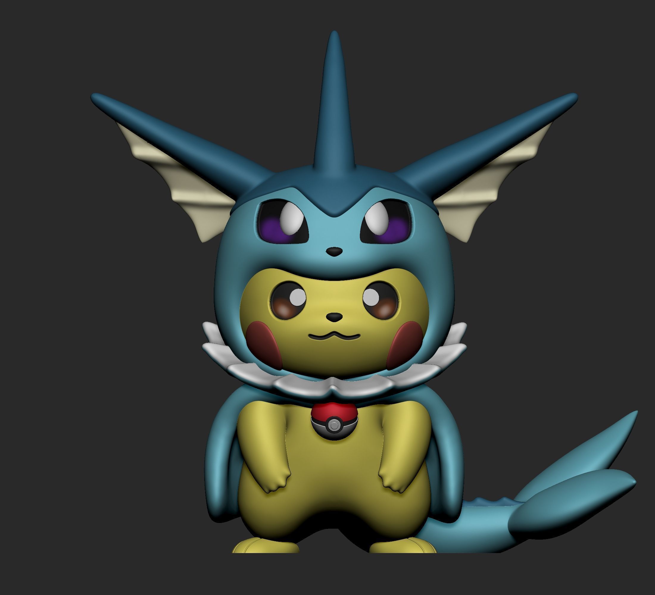 Pokemon - Pikachu Vaporeon Cosplay New Version  3D print model_1