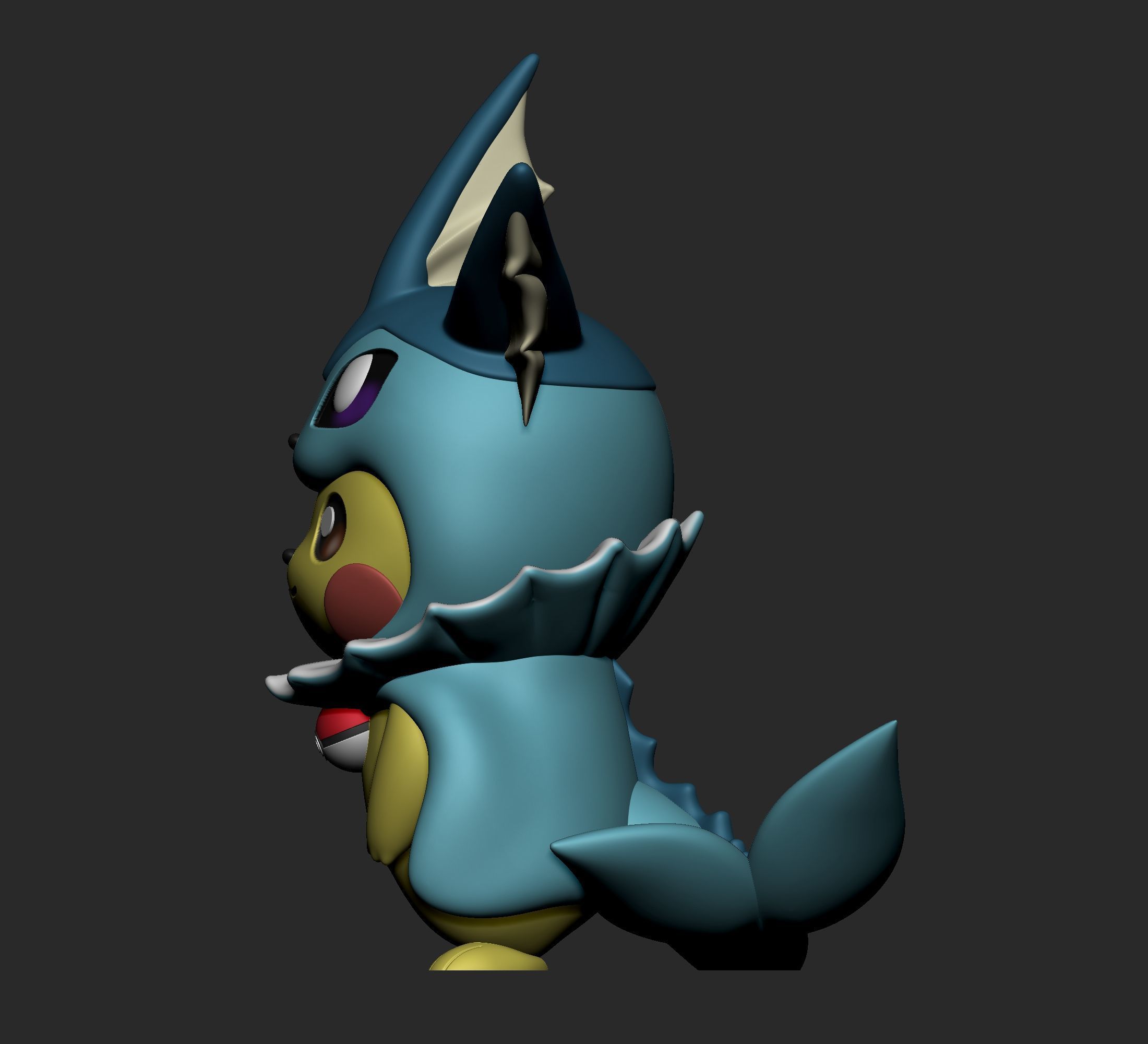 Pokemon - Pikachu Vaporeon Cosplay New Version  3D print model_4