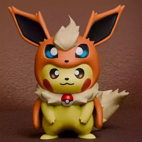 Pokemon - Pikachu Flareon Cosplay New Version 3D print model