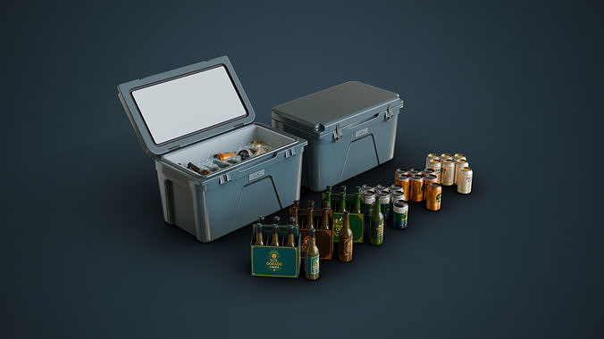 Cooler and Beers Low-poly 3D model