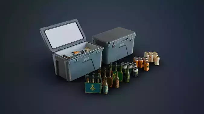Cooler and Beers Low-poly 3D model