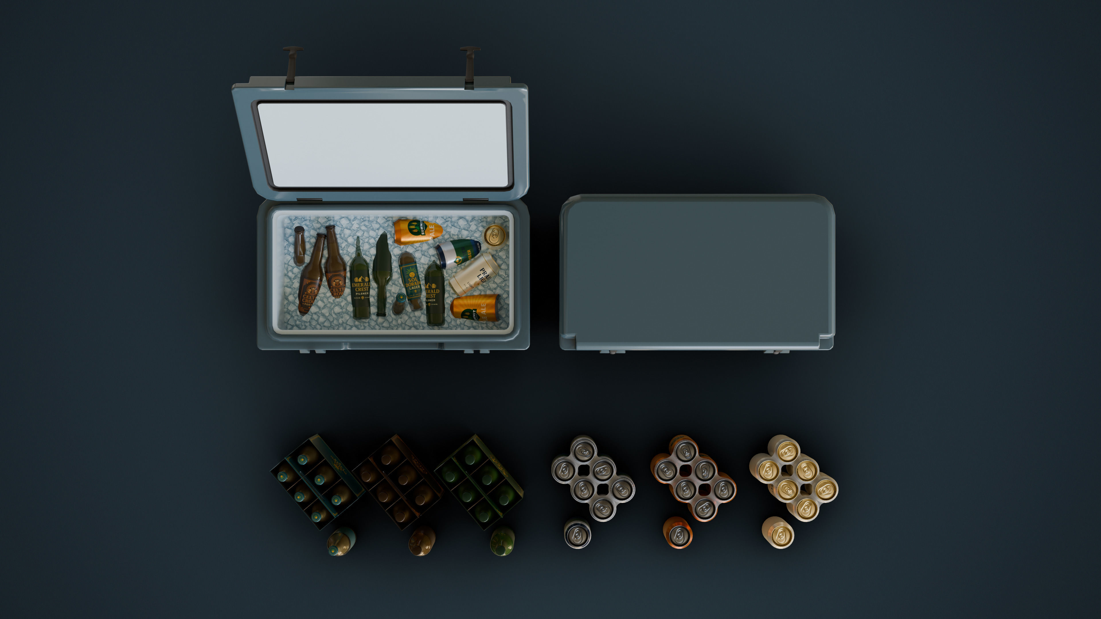 Cooler and Beers Low-poly 3D model_4