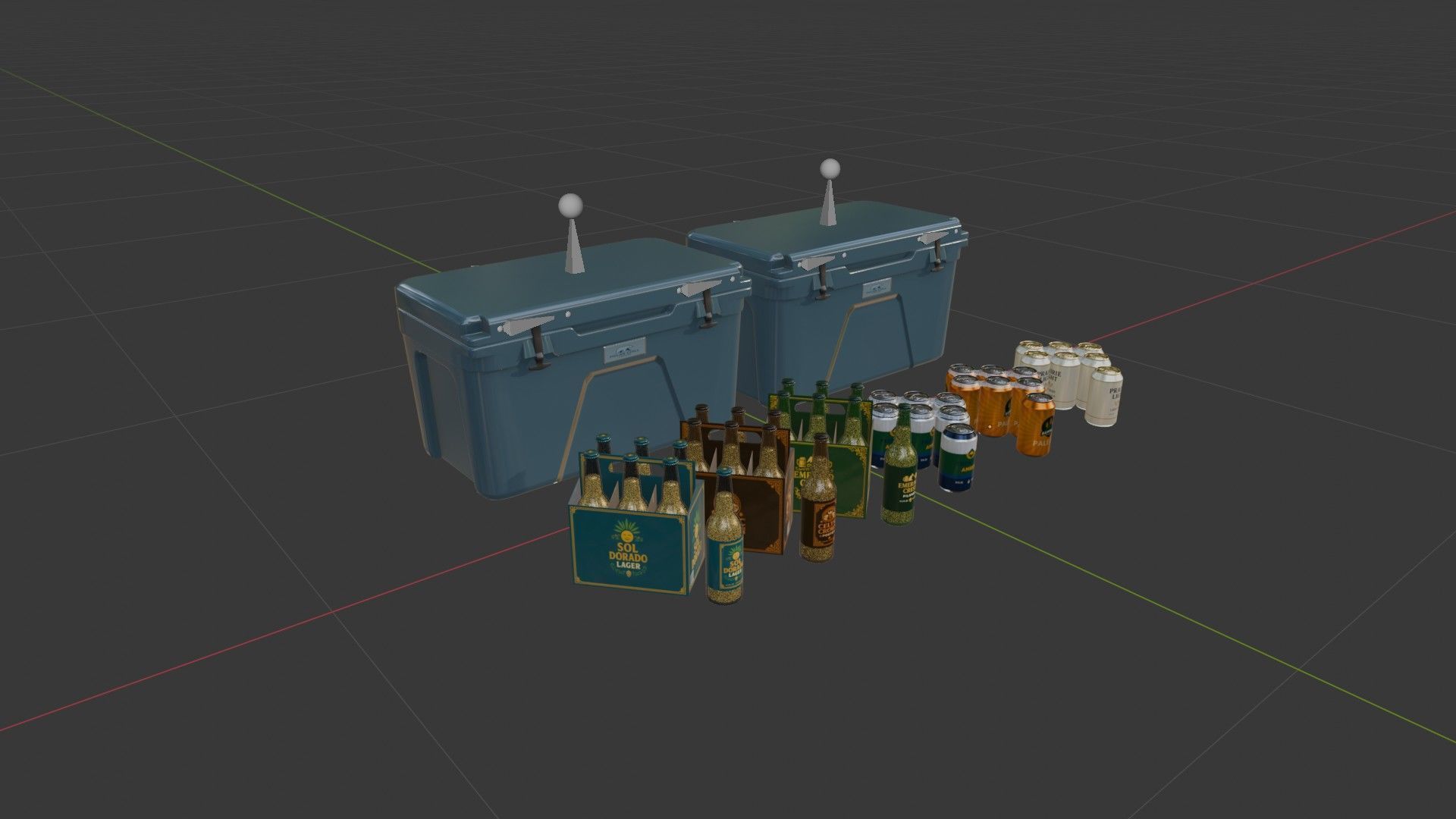 Cooler and Beers Low-poly 3D model_16
