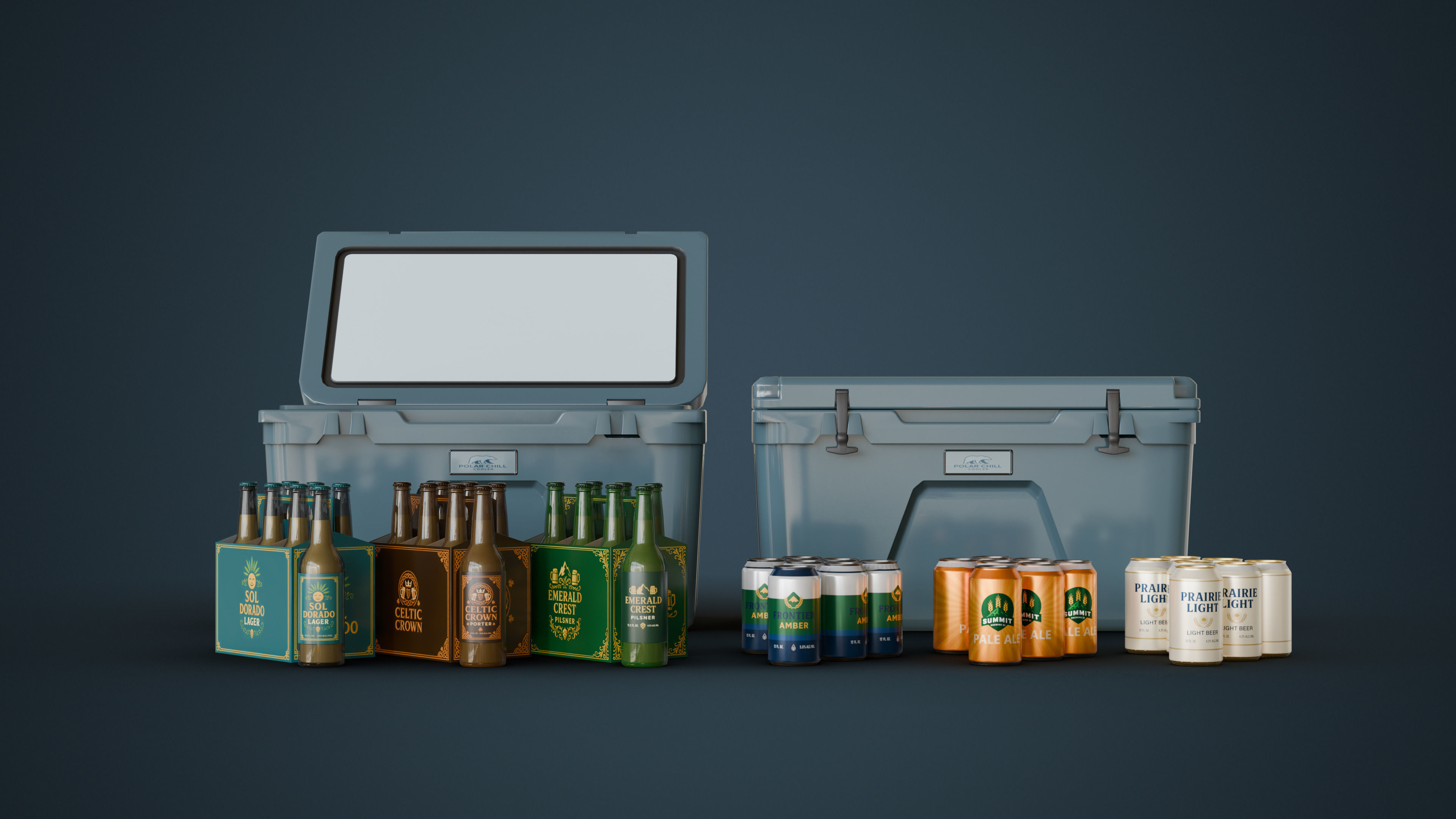 Cooler and Beers Low-poly 3D model_1