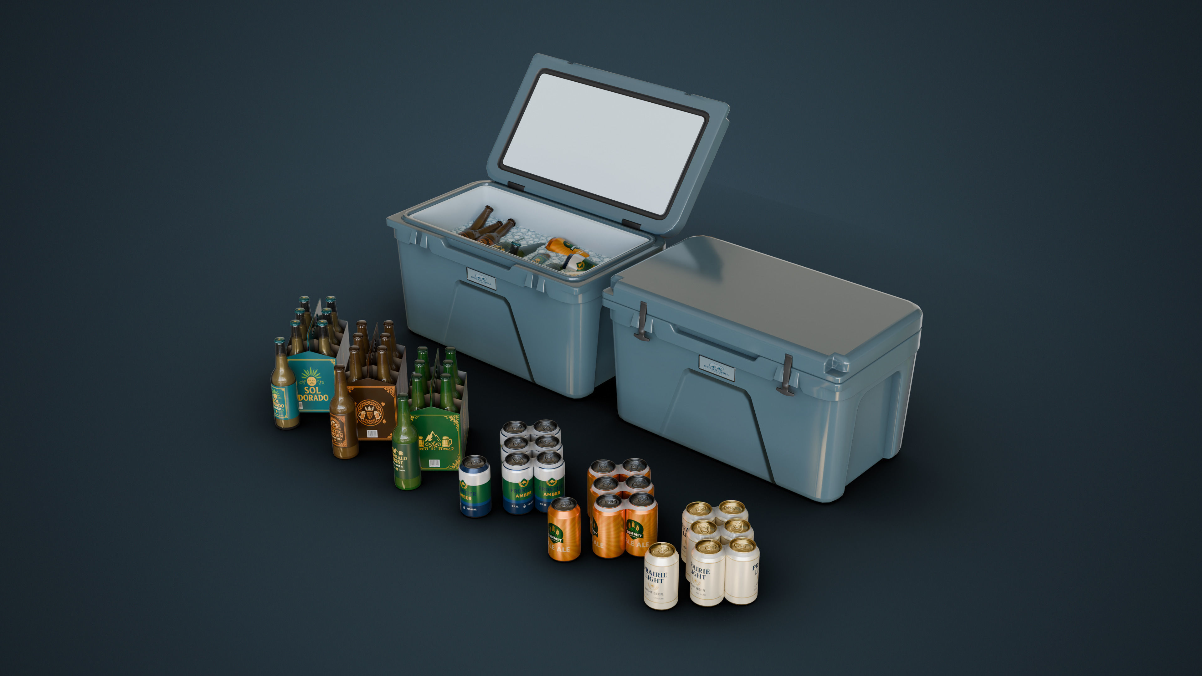 Cooler and Beers Low-poly 3D model_3