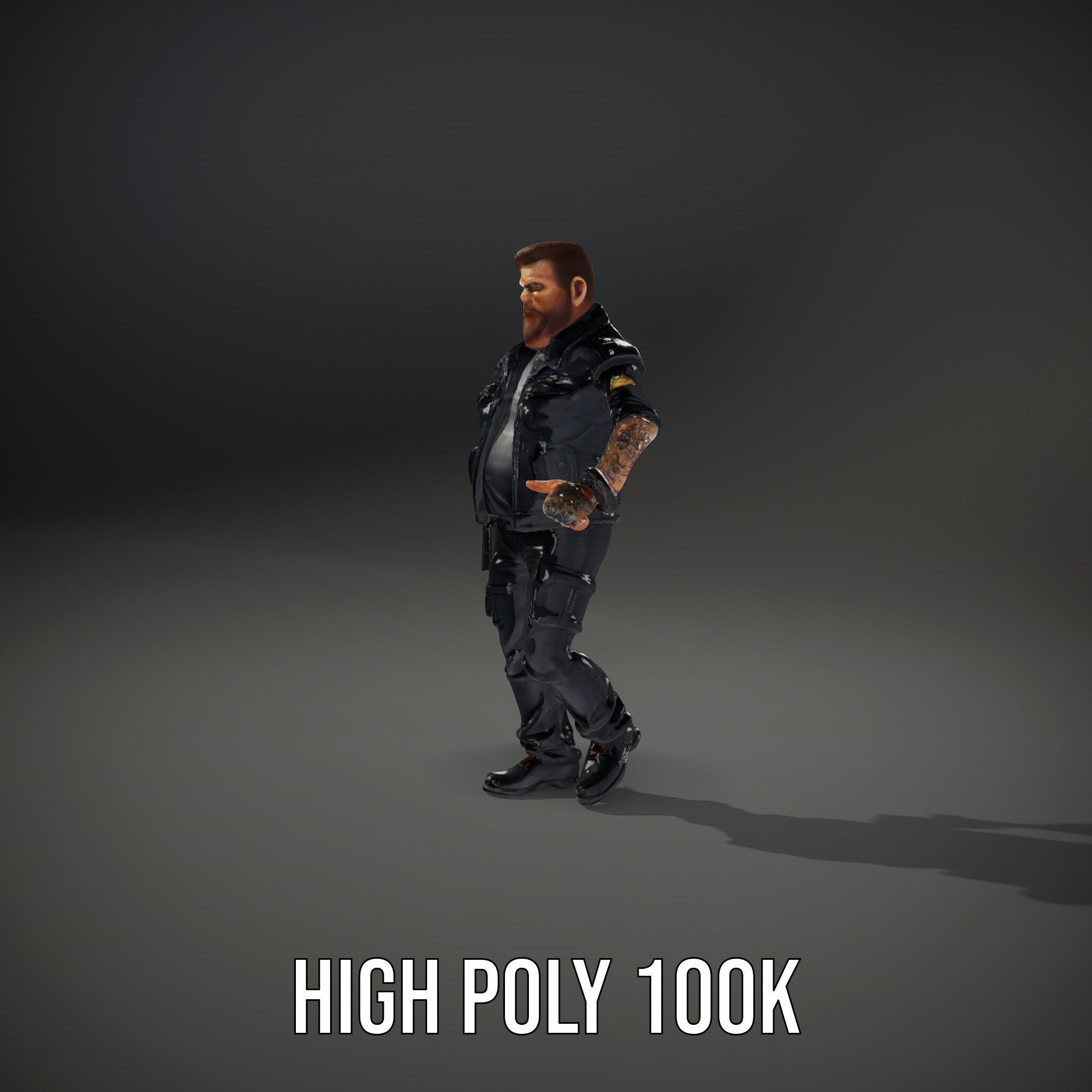 Male Mercenary Character with Leather Jacket Rigged and Animated Low-poly 3D model_36
