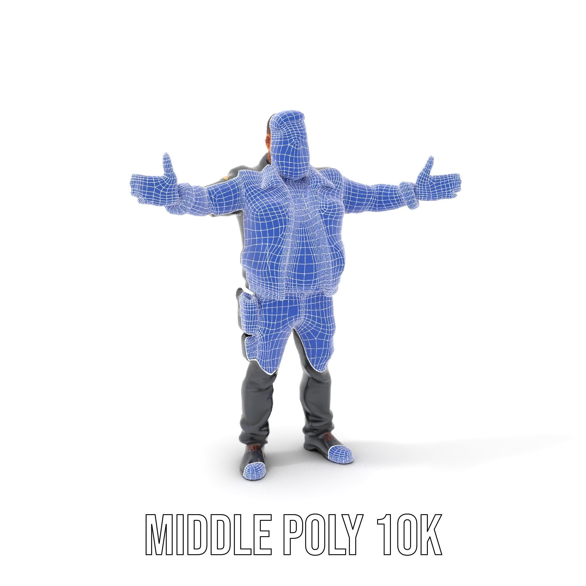 Male Mercenary Character with Leather Jacket Rigged and Animated Low-poly 3D model_30