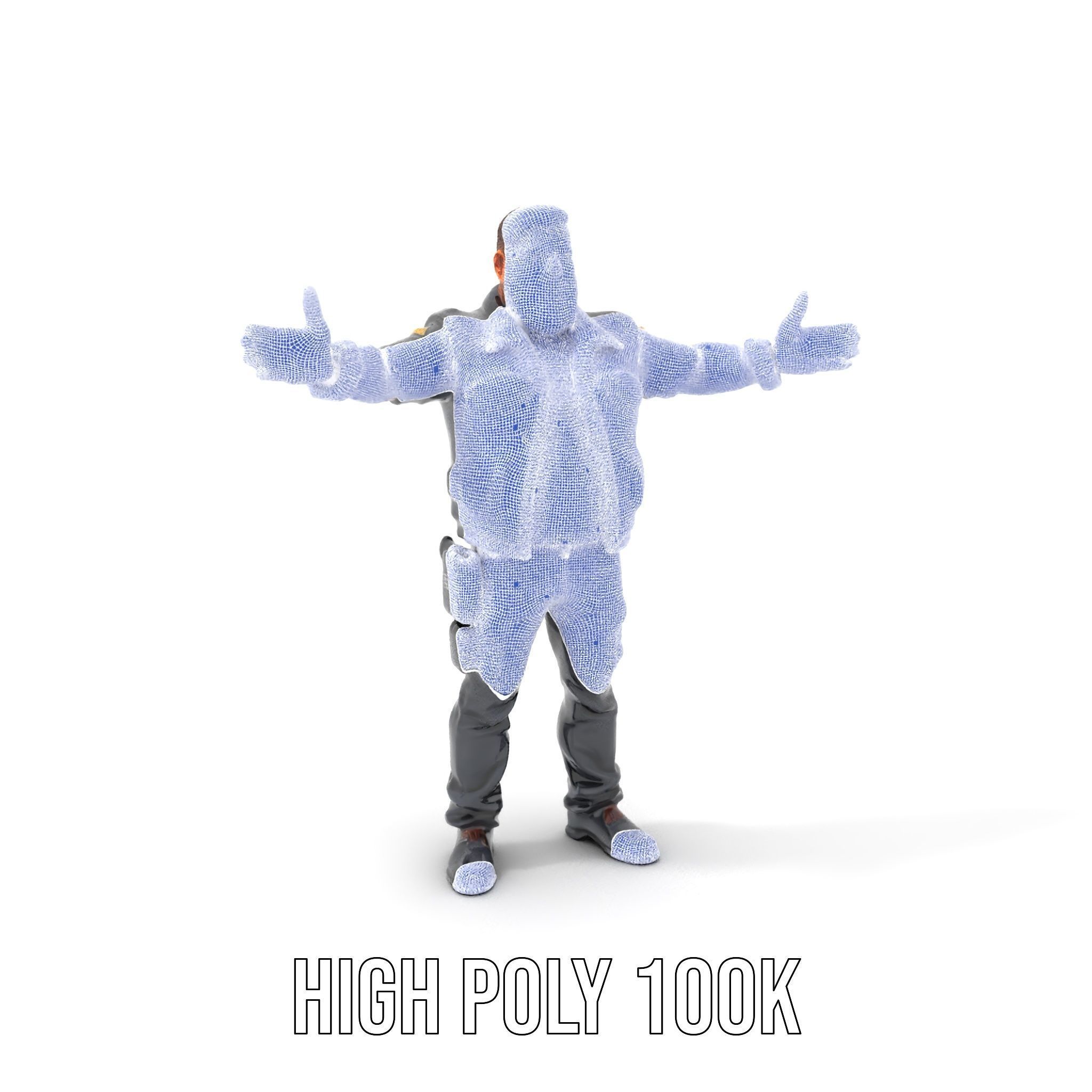 Male Mercenary Character with Leather Jacket Rigged and Animated Low-poly 3D model_4