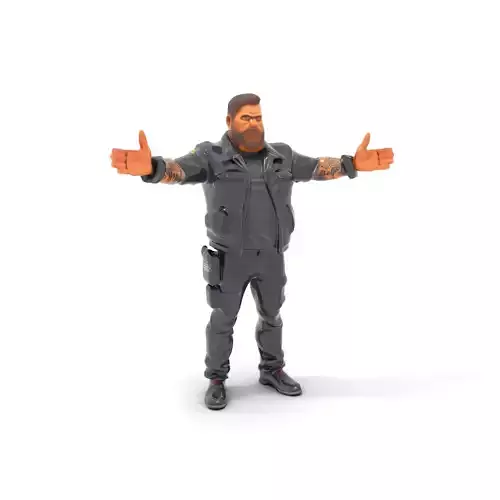 Male Mercenary Character with Leather Jacket Rigged and Animated