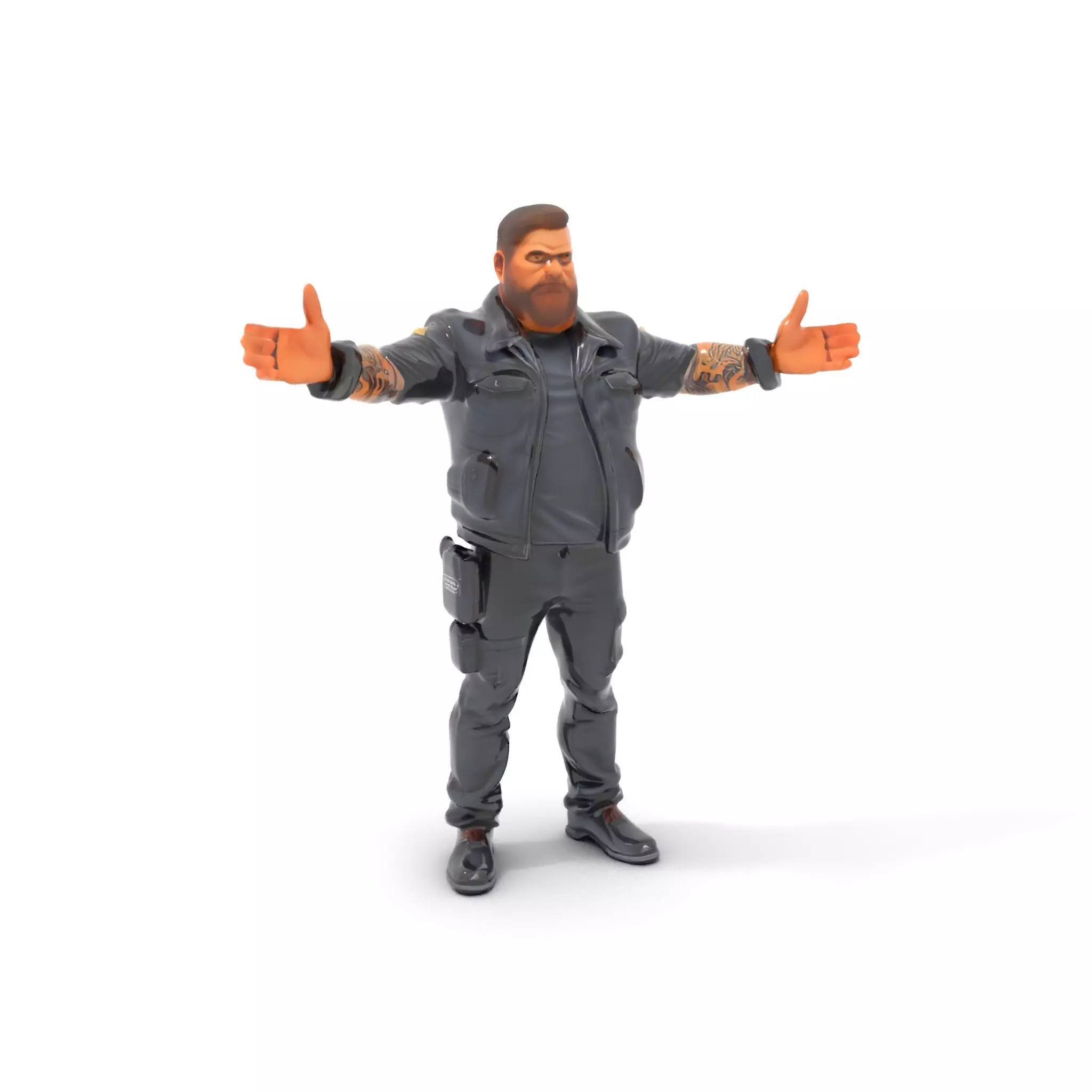 Male Mercenary Character with Leather Jacket Rigged and Animated Low-poly 3D model_0