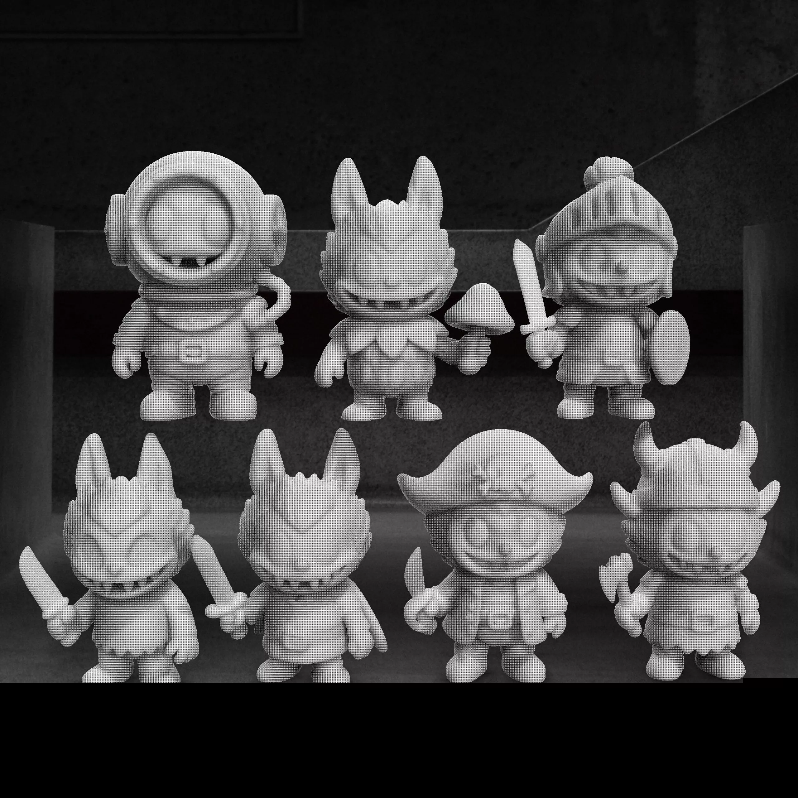 Labubu Fantasy Warriors 3D Printable Mini Figure Pack 3D print model