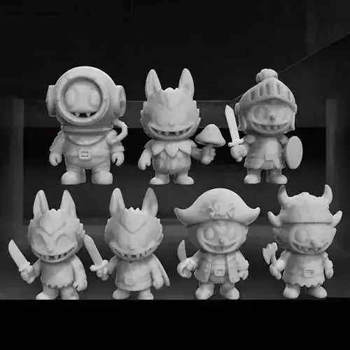 Labubu Fantasy Warriors  3D Printable Mini Figure Pack 3D print model