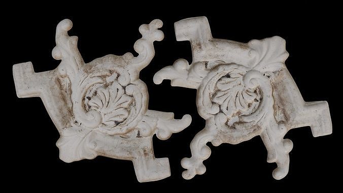 Baroque Plaster Ornament Scan Low-poly 3D model