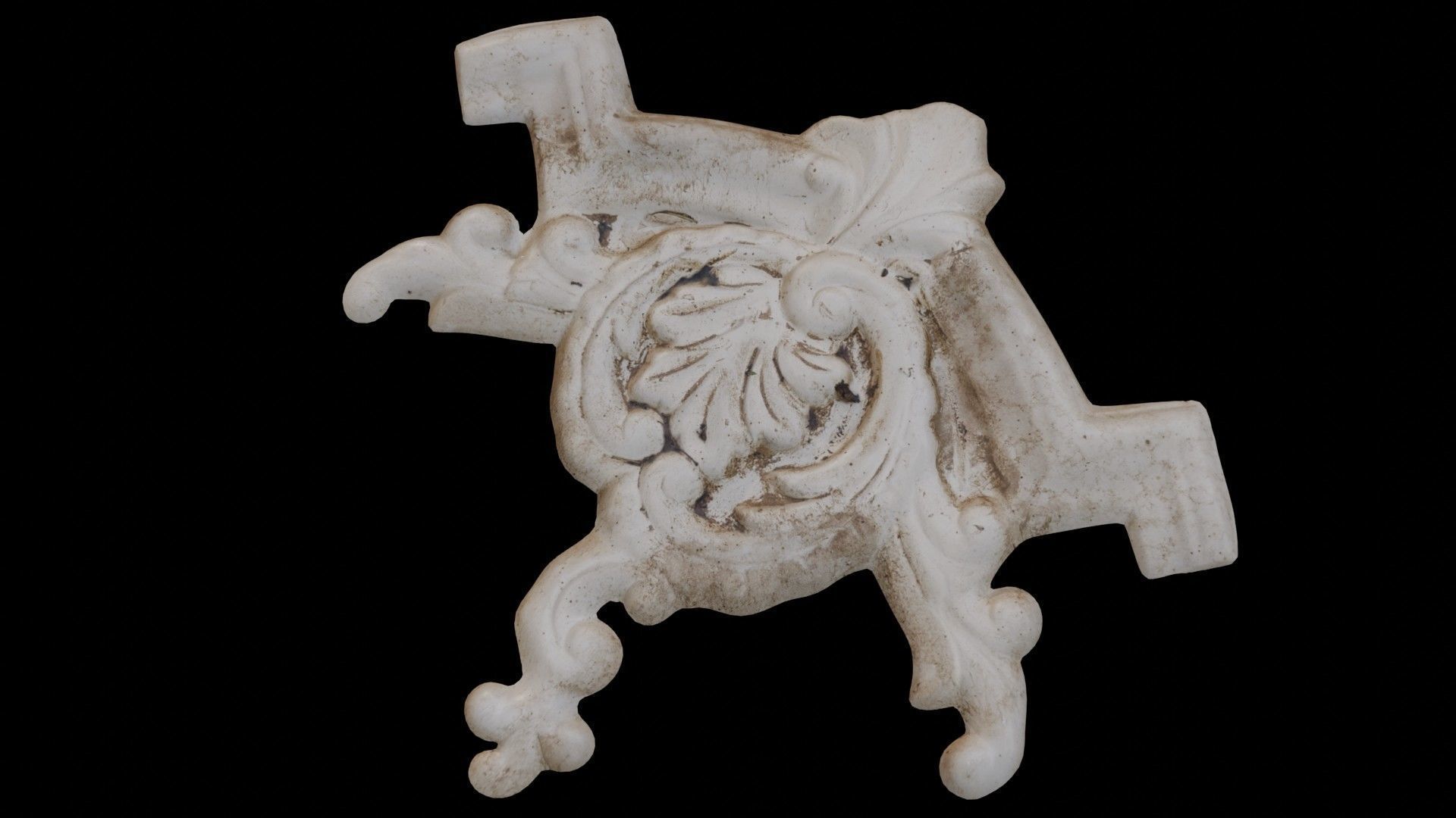 Baroque Plaster Ornament Scan Low-poly 3D model_3