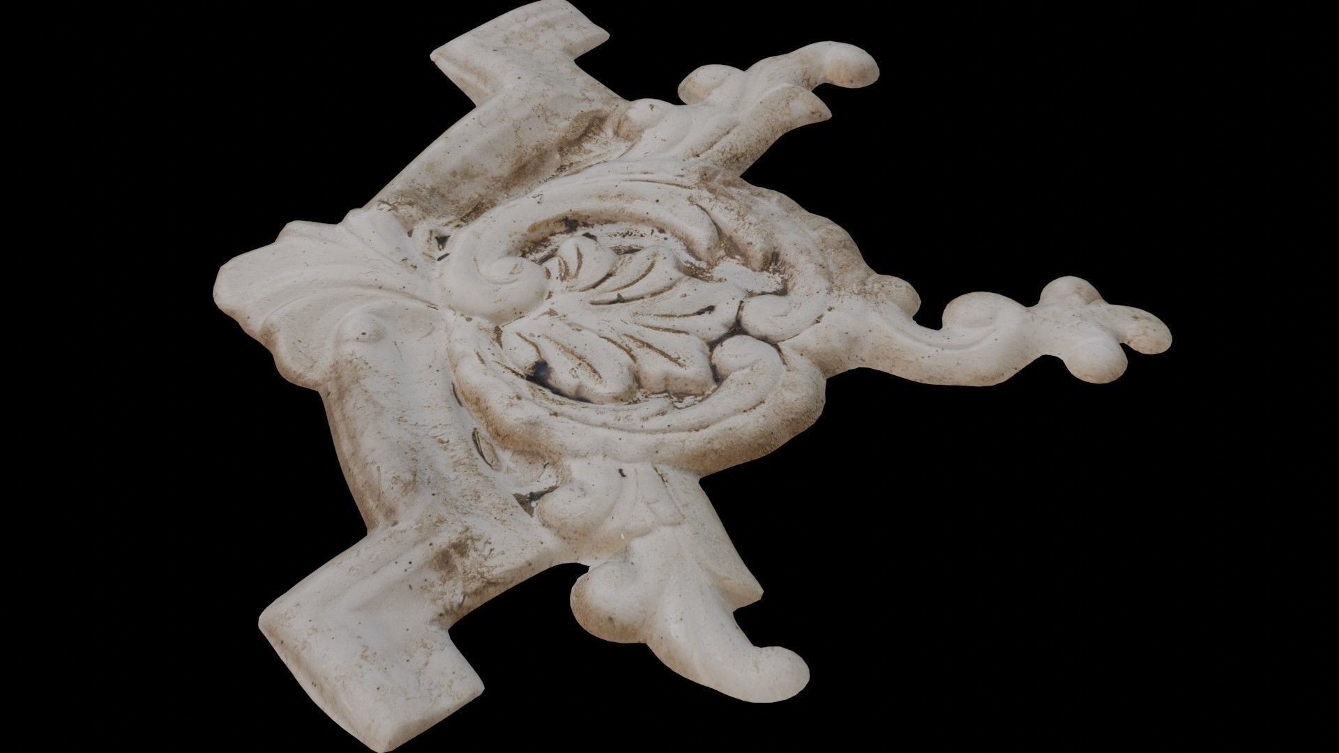 Baroque Plaster Ornament Scan Low-poly 3D model_6