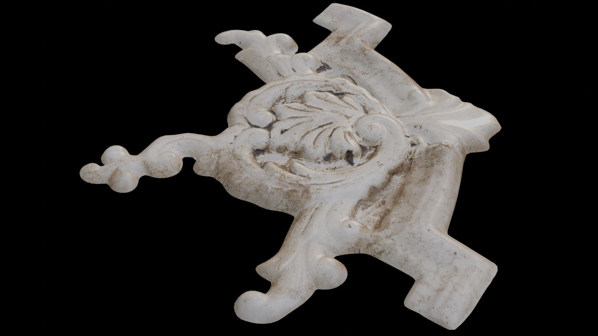 Baroque Plaster Ornament Scan Low-poly 3D model_5