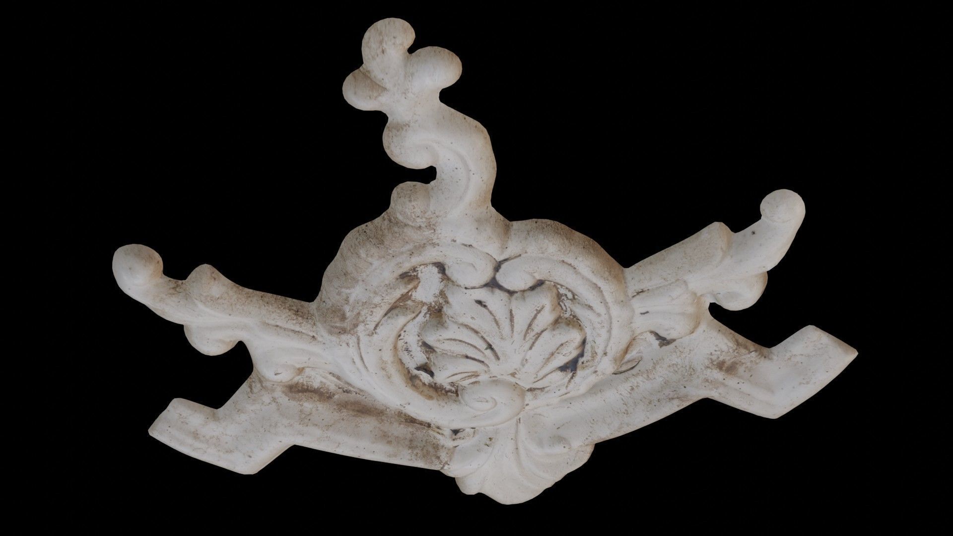 Baroque Plaster Ornament Scan Low-poly 3D model_7