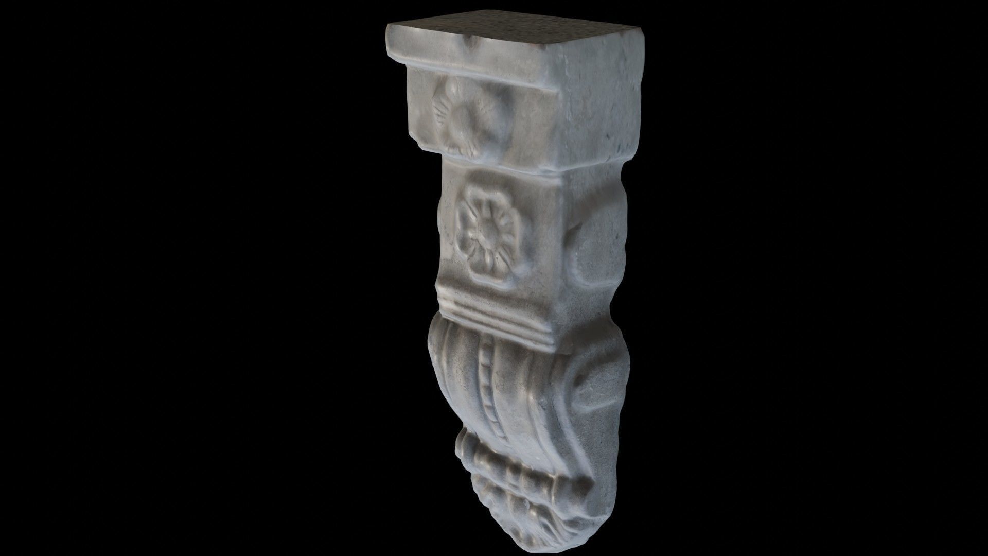 Concrete Pillar Ornament Scan Low-poly 3D model_7