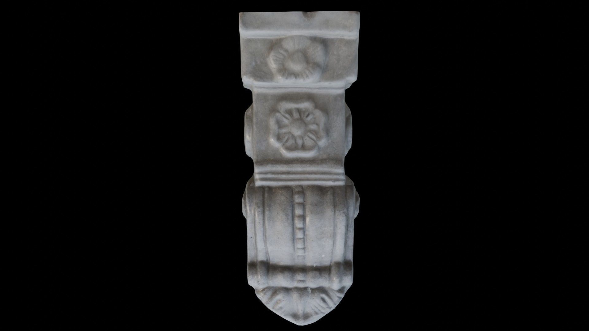 Concrete Pillar Ornament Scan Low-poly 3D model_3