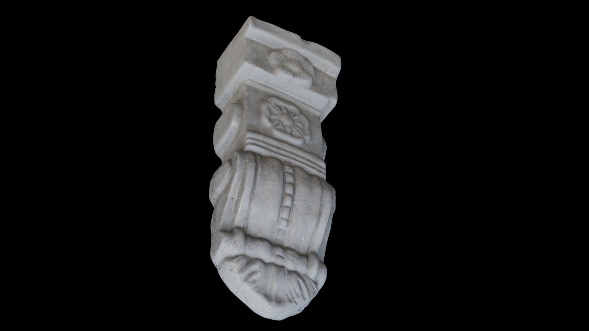 Concrete Pillar Ornament Scan Low-poly 3D model_6